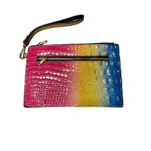 Rainbow leather gator wristlet